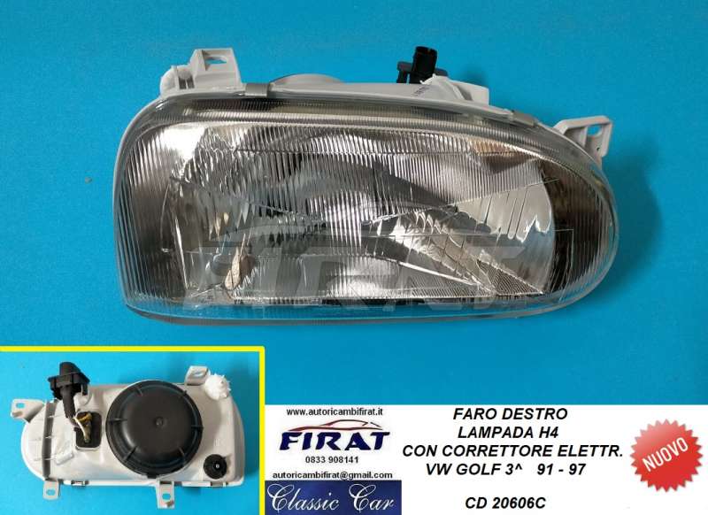 FARO VW GOLF 3 SERIE 91 - 97 H4 C/C/E ANT.DX (20606C)